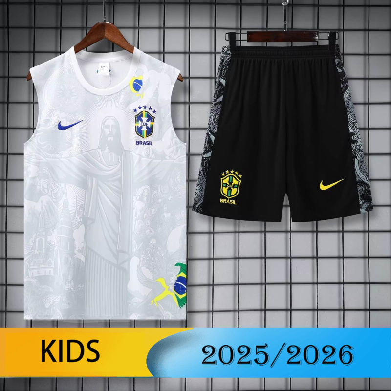 KIDS Brazil Short sleeve training kit 2025/2026 new season Football Jersey Sports shirt