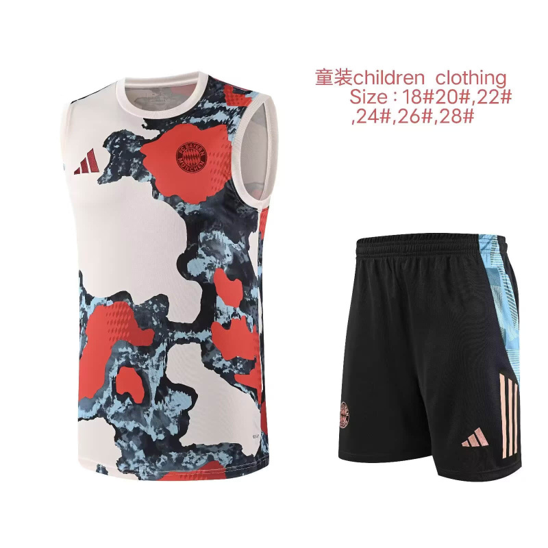KIDS Bayern Munich Vest Short Sleeve Training Kit 2025/2026 New Season Football Jersey Sports Shirt