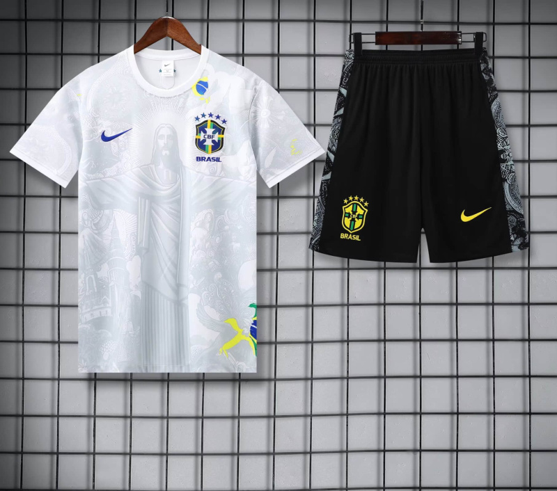 KIDS Brazil vest Short sleeve training kit 2025/2026 new season Football Jersey Sports shirt