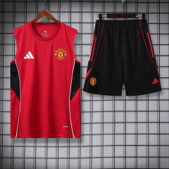 Manchester United Vest Short Sleeve Training Kit 2025/2026 New Season Football Jersey Sports Shirt