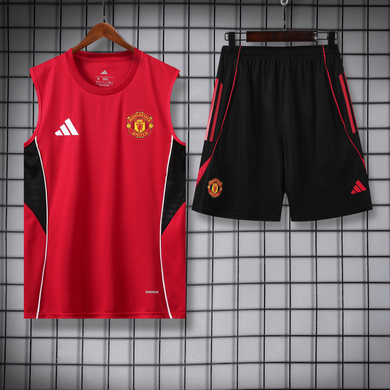 Manchester United Vest Short Sleeve Training Kit 2025/2026 New Season Football Jersey Sports Shirt