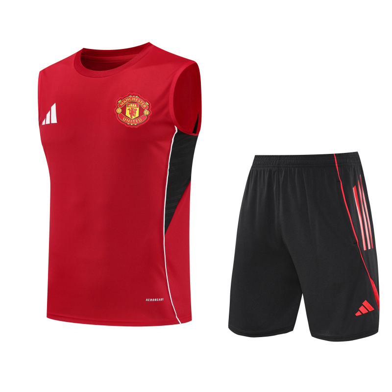 Manchester United Vest Short Sleeve Training Kit 2025/2026 New Season Football Jersey Sports Shirt