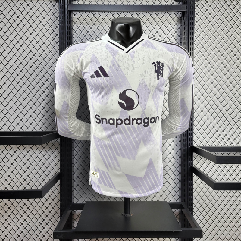Player Manchester United Away Long Sleeve 2025/2026 New Season Football Jersey Sports Shirt