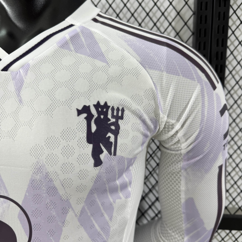 Player Manchester United Away Long Sleeve 2025/2026 New Season Football Jersey Sports Shirt