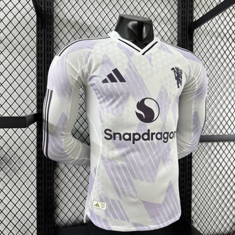 Player Manchester United Away Long Sleeve 2025/2026 New Season Football Jersey Sports Shirt