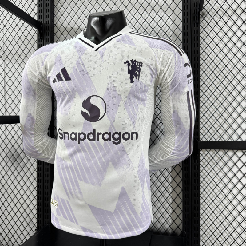 Player Manchester United Away Long Sleeve 2025/2026 New Season Football Jersey Sports Shirt
