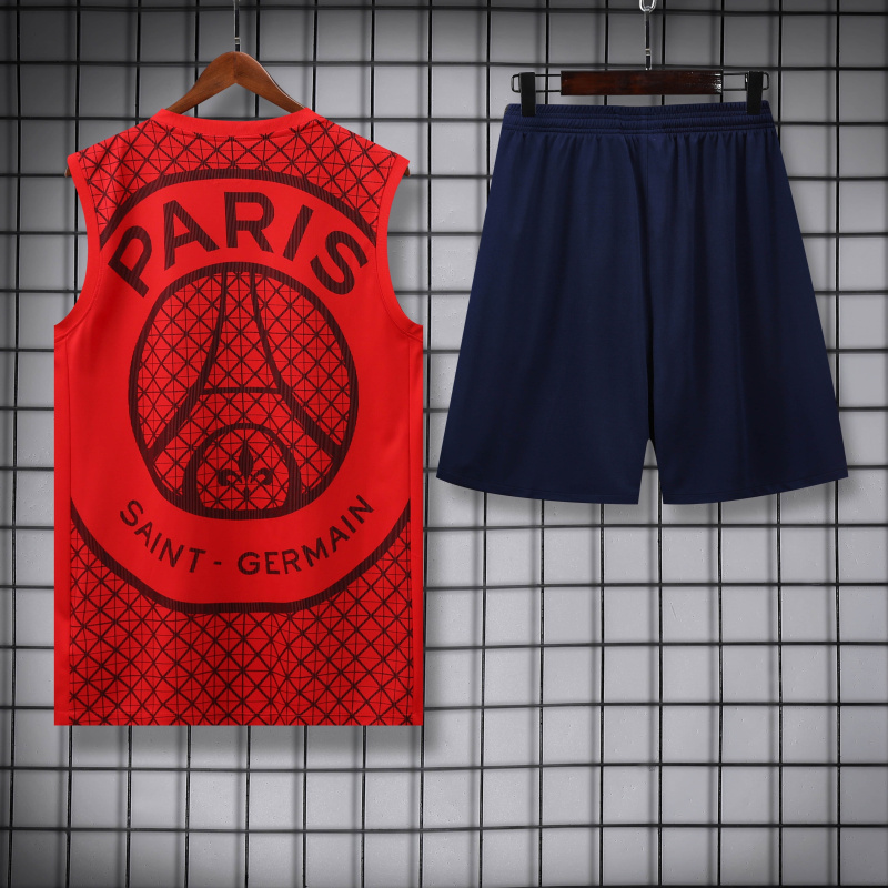 PSG Vest Short Sleeve Training Kit 2025/2026 New Season Football Jersey Sports Shirt