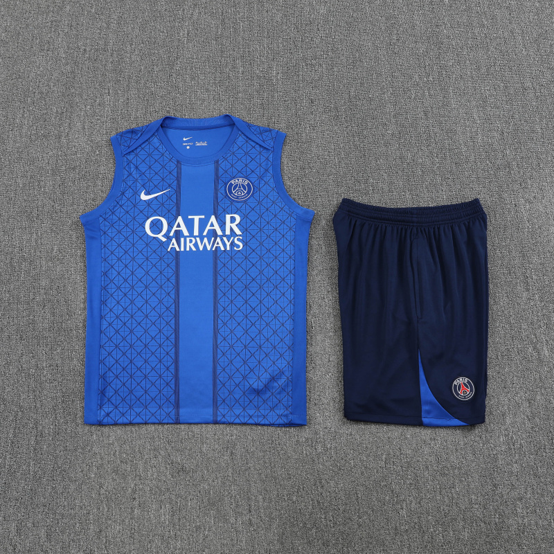 PSG Vest Short Sleeve Training Kit 2025/2026 New Season Football Jersey Sports Shirt