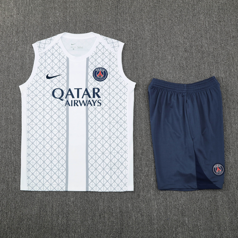 PSG Vest Short Sleeve Training Kit 2025/2026 New Season Football Jersey Sports Shirt