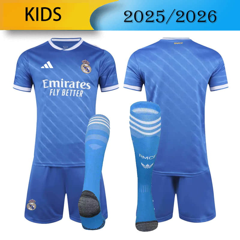 KIDS Real Madrid 3rd Away 2025/2026 shirt+shorts+socks kit Football team shirt Jersey
