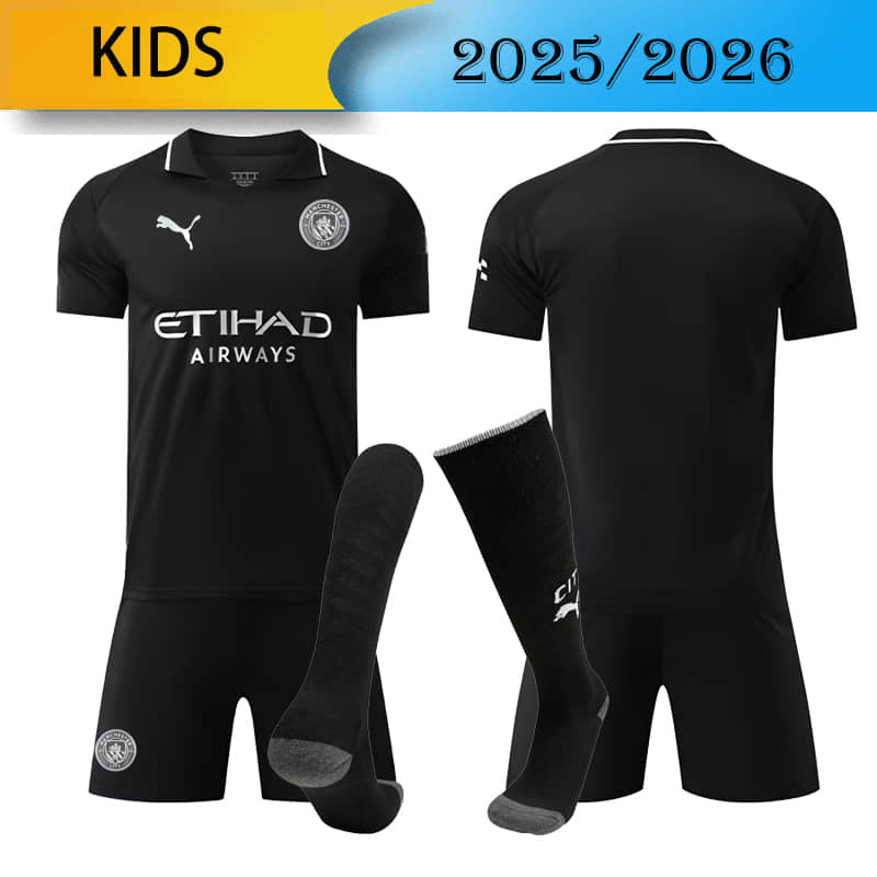 kids Manchester City Away 2025/2026 shirt+shorts+socks kit Football team shirt Jersey