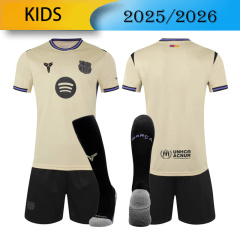 KIDS Barcelona Away 2025/2026 Football Team Shirt + Shorts + Socks Kit Jersey
