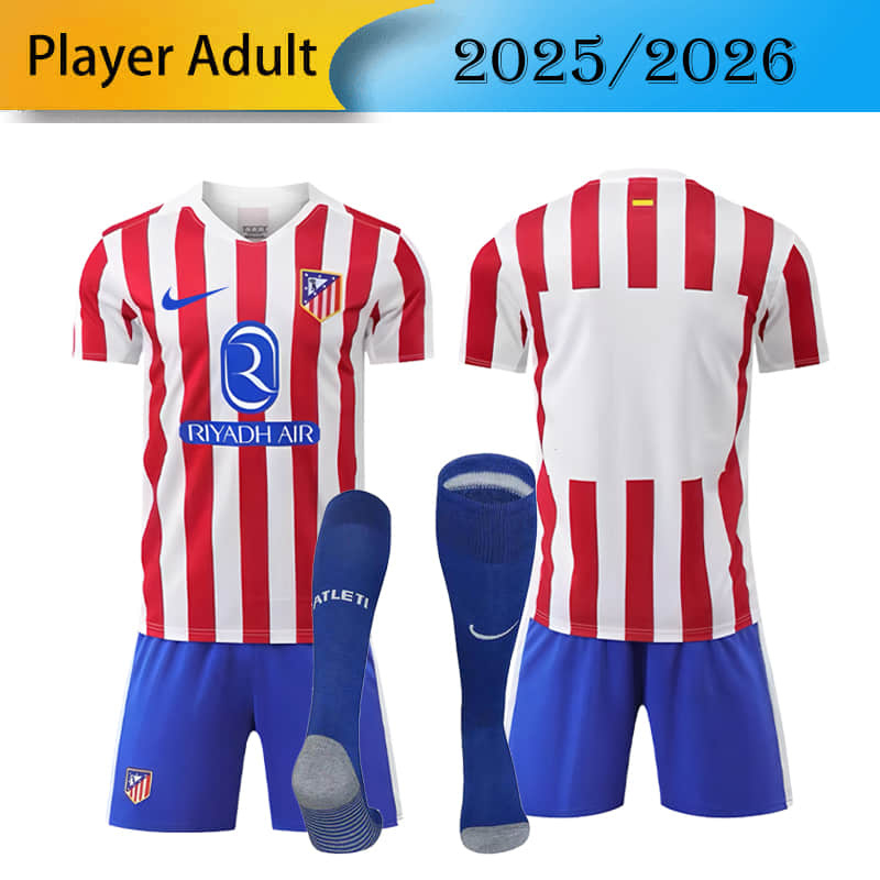 Player Atlético Madrid Home 2025/2026 shirt+shorts+socks kit Football team shirt Jersey