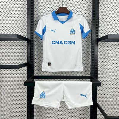 KIDS Marseille Home 2025/2026 shirt+shorts+socks kit Football team shirt Jersey