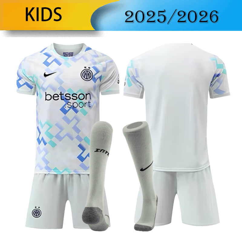 kids Inter Milan Away 2025/2026 shirt + shorts + socks kit Football team shirt Jersey