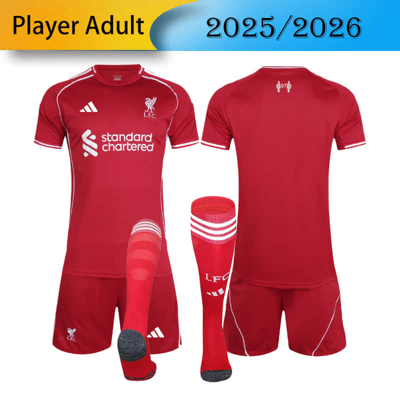 Player Liverpool Home 2025/2026 shirt+shorts+socks kit Football team shirt Jersey
