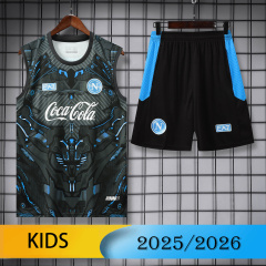 KIDS Napoli Vest Short Sleeve Training Kit 2025/2026 New Season Football Jersey Sports Shirt