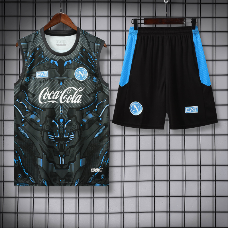 KIDS Napoli Vest Short Sleeve Training Kit 2025/2026 New Season Football Jersey Sports Shirt