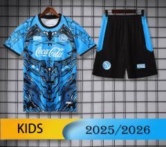 KIDS Napoli Short Sleeve Training Kit 2025/2026 New Season Football Jersey Sports Shirt