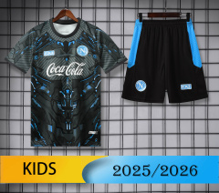 KIDS Napoli Short Sleeve Training Kit 2025/2026 New Season Football Jersey Sports Shirt