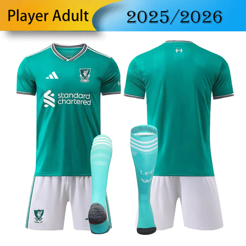 Player Liverpool 2nd Away 2025/2026 Football Team Shirt + Shorts + Socks Kit Jersey