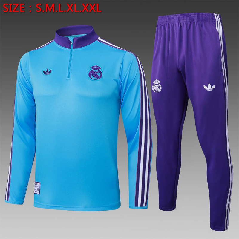 Real Madrid Long-sleeved half-pull training kit 2025/2026 New Season Football Jersey Sports Shirt