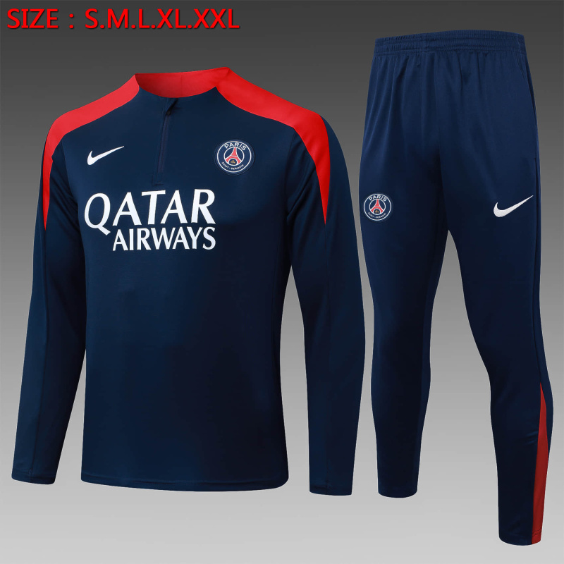 PSG long-sleeved half-pull training kit 2025/2026 New Season Football Jersey Sports Shirt