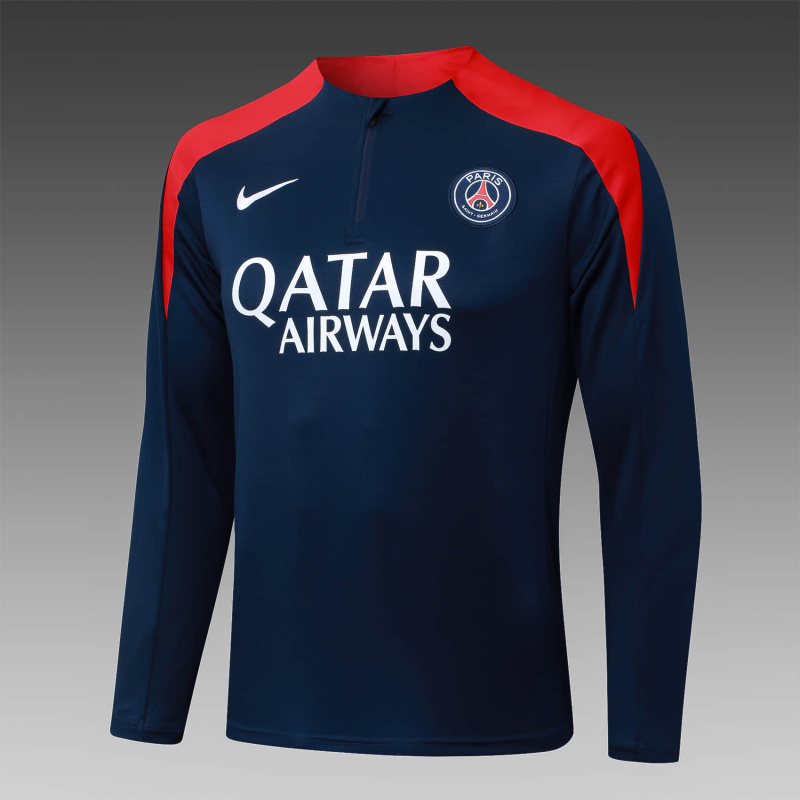 PSG long-sleeved half-pull training kit 2025/2026 New Season Football Jersey Sports Shirt