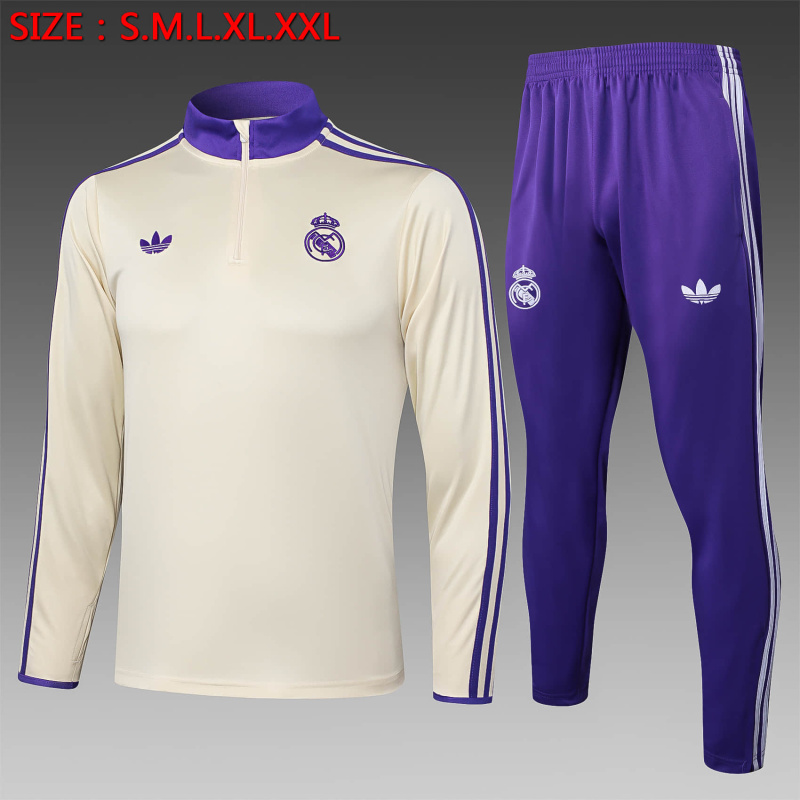 Real Madrid Long-sleeved half-pull training kit 2025/2026 New Season Football Jersey Sports Shirt
