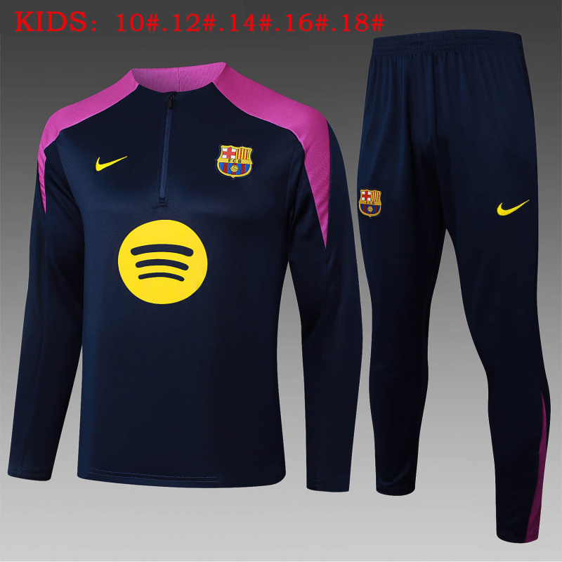 KIDS Barcelona Long-sleeved half-pull training kit 2025/2026 New Season Football Jersey Sports Shirt
