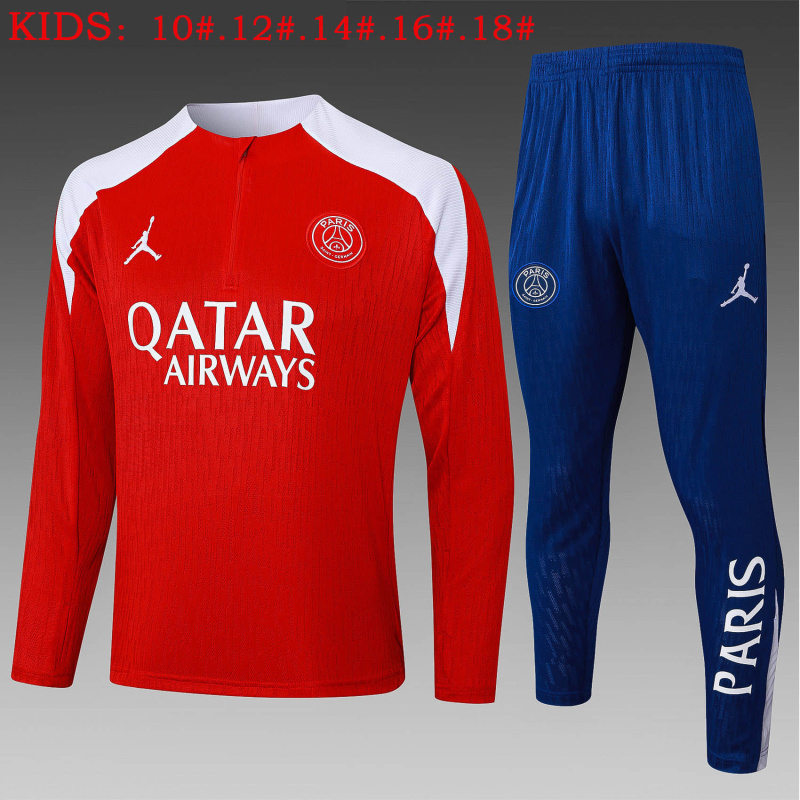 KIDS PSG Long-sleeved half-pull training kit 2025/2026 New Season Football Jersey Sports Shirt