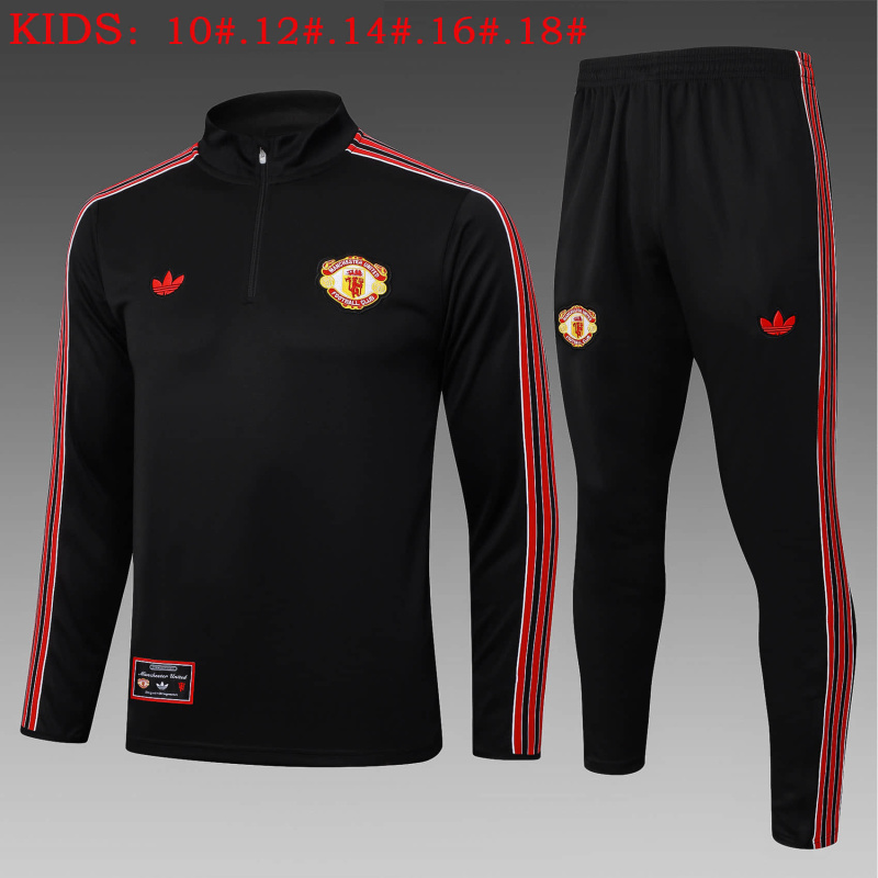 KIDS Manchester United Long-sleeved half-pull training kit 2025/2026 New Season Football Jersey Sports Shirt