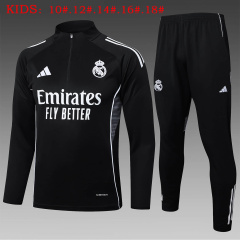 KIDS Real Madrid Long-sleeved half-pull training kit 2025/2026 New Season Football Jersey Sports Shirt