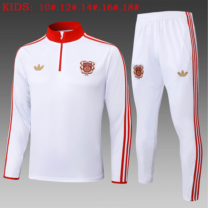 KIDS Bayern Munich 125th Anniversary Long-sleeved Half-pull Training Kit 2025/2026 New Season Football Jersey Sports Shirt