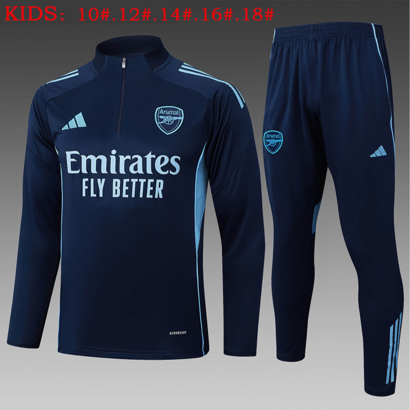 KIDS Arsenal Long-sleeved half-pull training kit 2025/2026 New Season Football Jersey Sports Shirt
