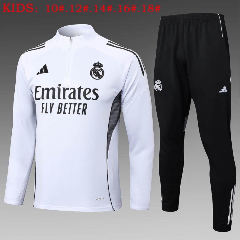 KIDS Real Madrid Long-sleeved half-pull training kit 2025/2026 New Season Football Jersey Sports Shirt
