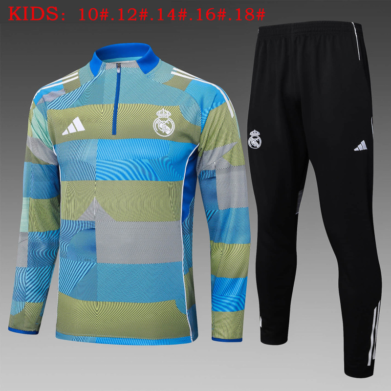 KIDS Real Madrid Long-sleeved half-pull training kit 2025/2026 New Season Football Jersey Sports Shirt