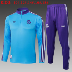 KIDS Real Madrid Long-sleeved half-pull training kit 2025/2026 New Season Football Jersey Sports Shirt