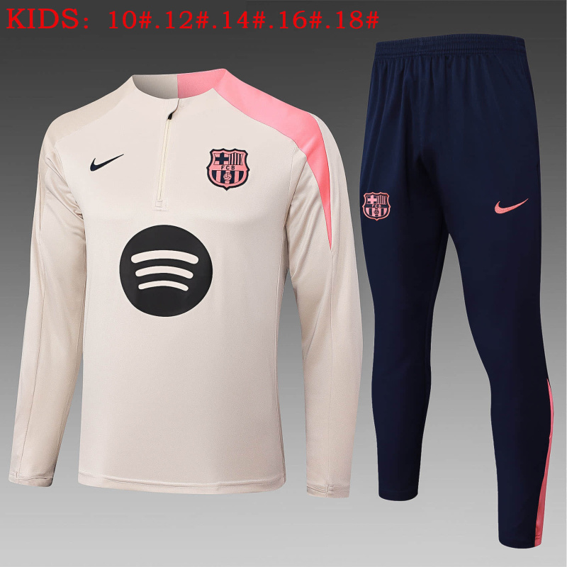 KIDS Barcelona Long-sleeved Half-pull Training Kit 2025/2026 New Season Football Jersey Sports Shirt