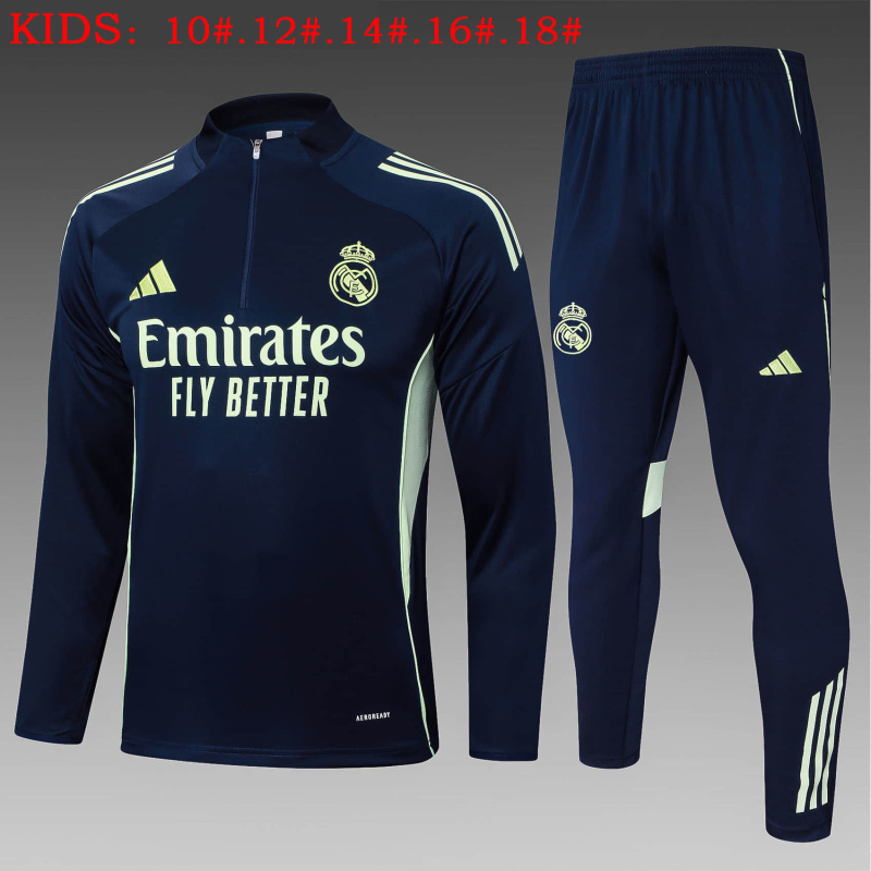 KIDS Real Madrid Long-sleeved half-pull training kit 2025/2026 New Season Football Jersey Sports