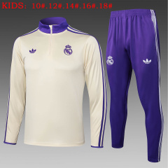 KIDS Real Madrid Long-sleeved half-pull training kit 2025/2026 New Season Football Jersey Sports