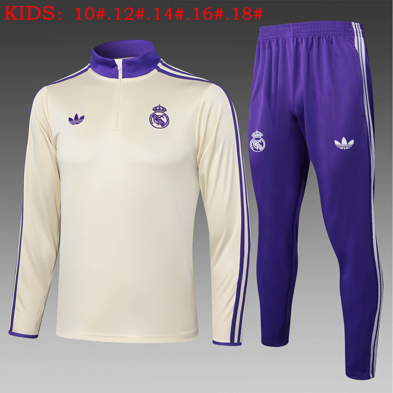 KIDS Real Madrid Long-sleeved half-pull training kit 2025/2026 New Season Football Jersey Sports