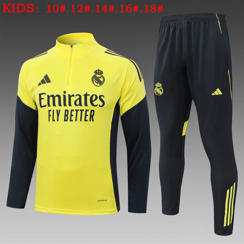 KIDS Real Madrid Long-sleeved half-pull training kit 2025/2026 New Season Football Jersey Sports Shirt