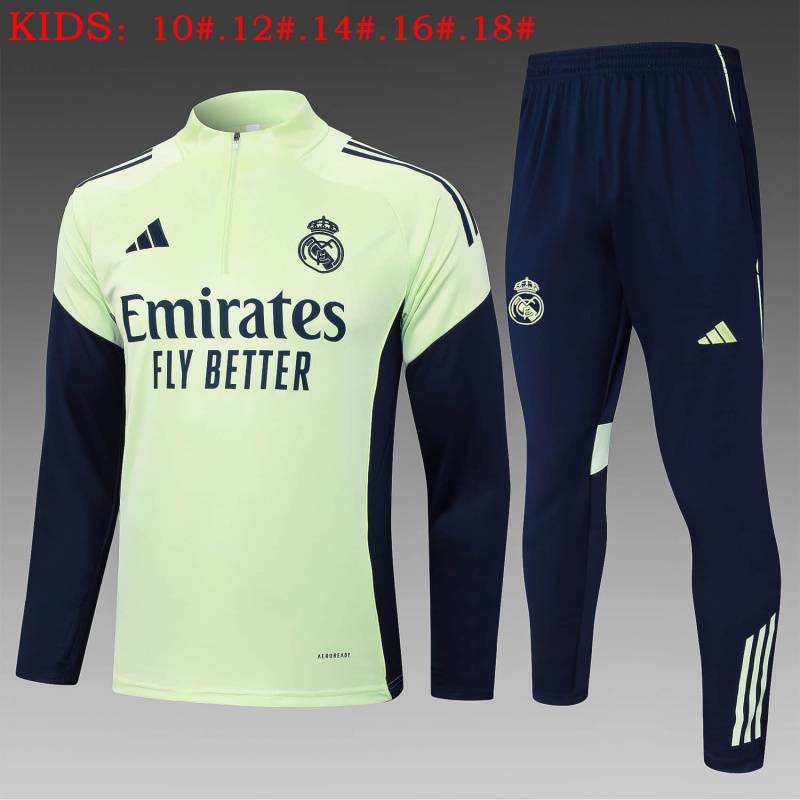 KIDS Real Madrid Long-sleeved half-pull training kit 2025/2026 New Season Football Jersey Sports Shirt