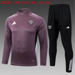 KIDS Manchester United Long-sleeved half-pull training kit 2025/2026 New Season Football Jersey Sports Shirt