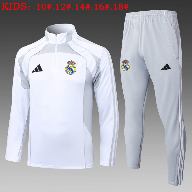 KIDS Real Madrid Long-sleeved half-pull training kit 2025/2026 New Season Football Jersey Sports Shirt