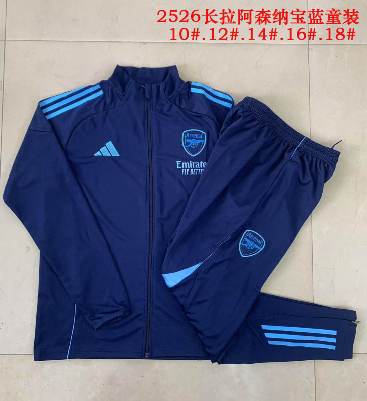 KIDS Arsenal Long-sleeved half-pull training kit 2025/2026 New Season Football Jersey Sports Shirt