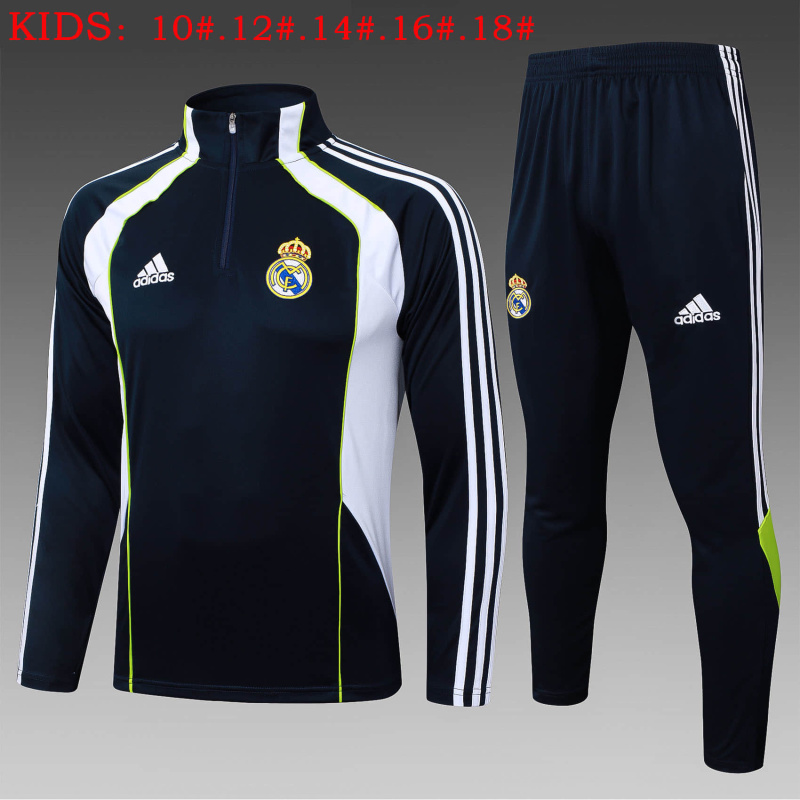 KIDS Real Madrid Long-sleeved half-pull training kit 2025/2026 New Season Football Jersey Sports Shirt