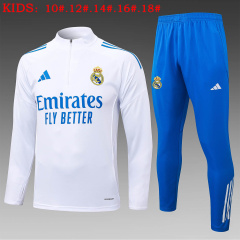 KIDS Real Madrid Long-sleeved half-pull training kit 2025/2026 New Season Football Jersey Sports Shirt