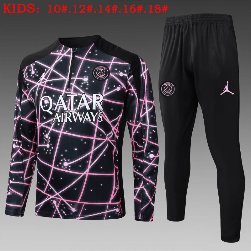 KIDS PSG Long-sleeved half-pull training kit 2025/2026 New Season Football Jersey Sports Shirt
